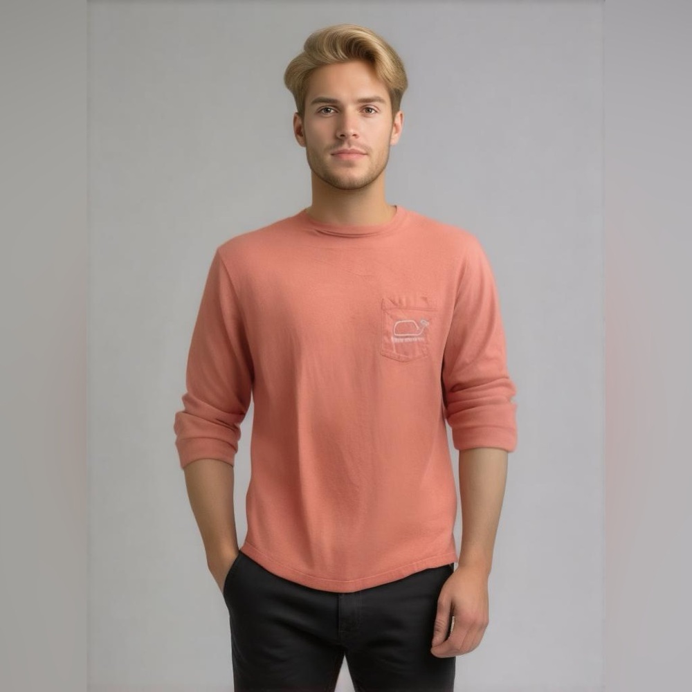 Men's Vineyard Vines Coral Long Sleeve T-Shirt Size L